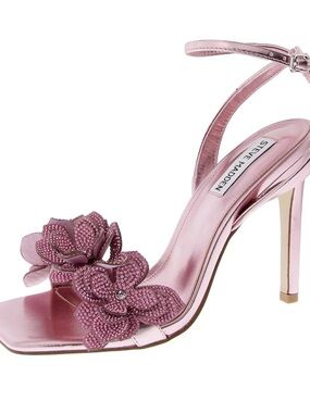 Steve Madden Pink Embellished Floral Ankle-Strap Heel